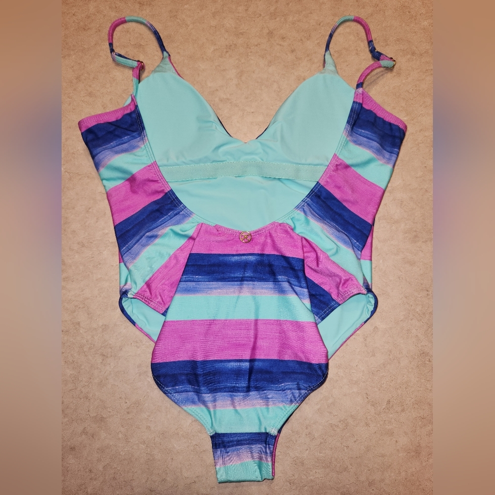 Vix Paula Hermanny Mani Bella Plunge Striped One-piece Swimsuit - Picture 2 of 6